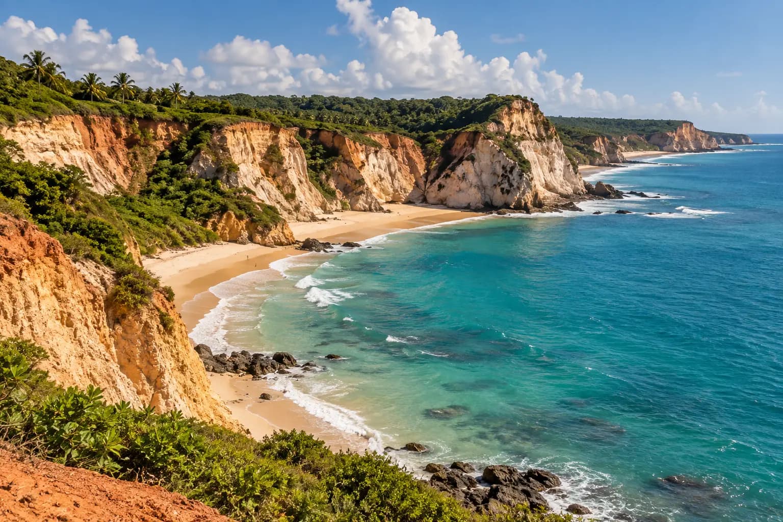 Falésias e mar do litoral nordestino